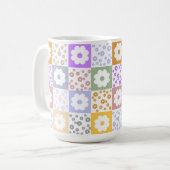 Retro Bloem geruit Koffiemok (Voorkant links)