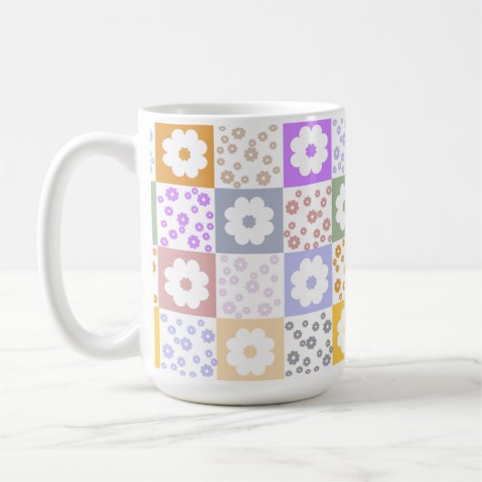 Retro Bloem geruit Koffiemok (Links)