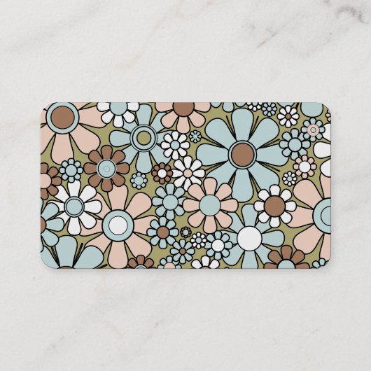Retro Bloem Groovy 60s 70s Bloemen Patroon Visitekaartje (Achterkant)