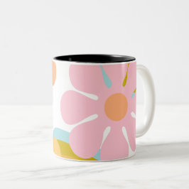 Retro Bloem Groovy Hippie 60s 70s Tweekleurige Koffiemok