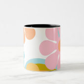 Retro Bloem Groovy Hippie 60s 70s Tweekleurige Koffiemok (Center)