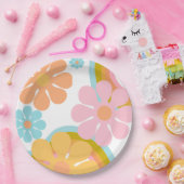 Retro Bloem Groovy Hippie 60s Verjaardag Papieren Bordje (Feest)