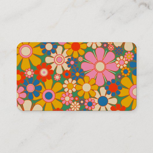 Retro Bloem Groovy Kleurrijke jaren 60 Bloemen Visitekaartje (Achterkant)
