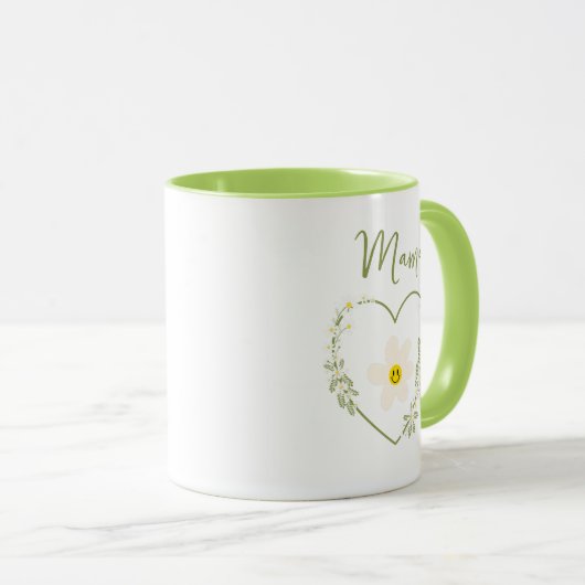 Retro Bloem Hart Gelukkig Gezicht, Spaanse Mama, M Mok (Voorkant rechts)