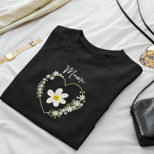 Retro Bloem Hart Gelukkig Gezicht, Spaanse Mami, M Trui