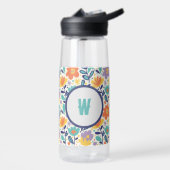 Retro Bloem Initial – Monogram Geschenk voor Haar Waterfles (Links)
