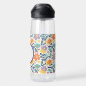 Retro Bloem Initial – Monogram Geschenk voor Haar Waterfles (Achterkant)