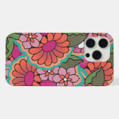 Retro bloem iPhone 15 pro max hoesje. Hoesje (Achterkant horizontaal)