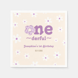 Retro Bloem Is Ze EenFrul 1e Verjaardag Servet