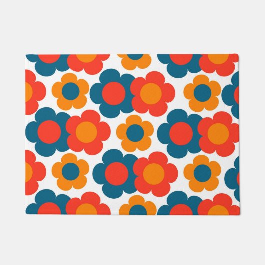 Retro Bloem Kleurrijk Abstract Boho Ingang Deurmat (Voorkant)