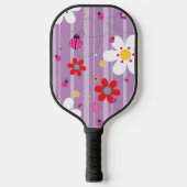Retro Bloem Ladybug 60's 70's Illustratie Pickleball Paddle (Voorkant)