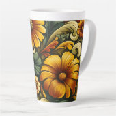 Retro bloem latte mok 12 & 17 oz (Rechterhoek)