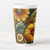 Retro bloem latte mok 12 & 17 oz (Voorkant)
