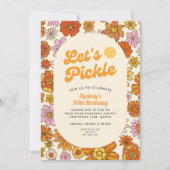 Retro Bloem Macht Patroon Pickleball Partij Kaart (Voorkant)