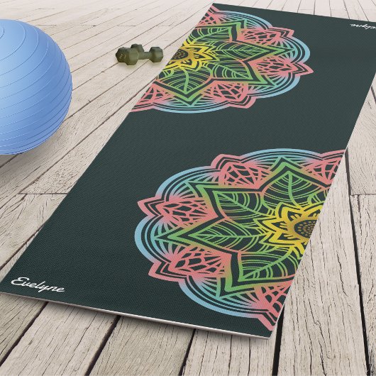Retro Bloem Mandala gepersonaliseerd Yogamat