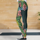 Retro Bloem Mandala Yoga Leggings