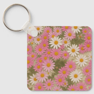 Retro bloem margriet patroon esthetisch ontwerp sleutelhanger