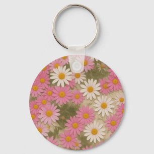 Retro bloem margriet patroon esthetisch ontwerp sleutelhanger