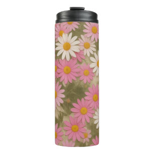 Retro bloem margriet patroon esthetisch ontwerp thermosbeker