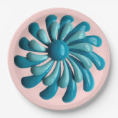 Retro Bloem - MCM Lente Zomer Tuin Bruiloft Papieren Bordje (Voorkant)