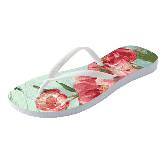  Retro Bloem Mode Chintz Peony n Bird Teenslippers (Schuin)