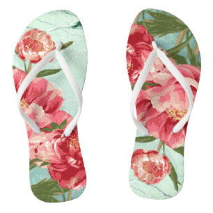  Retro Bloem Mode Chintz Peony n Bird Teenslippers