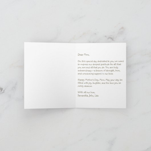 Retro Bloem Moeder, Kinder Namen, Moeder, Aangepas Feestdagen Kaart (Binnen)