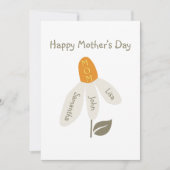 Retro Bloem Moeder, Kinder Namen, Moeder, Aangepas Feestdagenkaart (Voorkant)