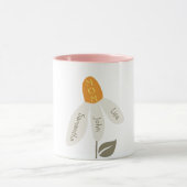 Retro Bloem Moeder, Kinder Namen, Moeder, Aangepas Mok (Midden)