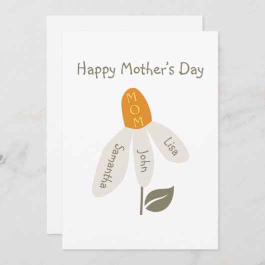 Retro Bloem Moeder,Kinderen Namen,moeder,Aangepast Feestdagenkaart (Voorkant / Achterkant)