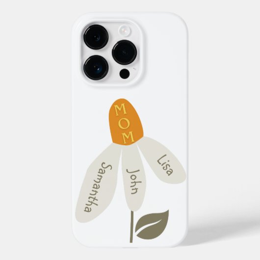 Retro Bloem Moeder, Namen Kinderen, Aangepaste Blo Case-Mate iPhone Case (Achterkant)