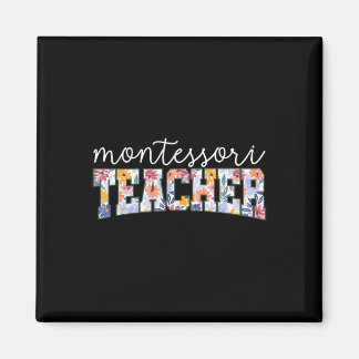 Retro Bloem Montessori Docent Begeleider Onderwijz Magneet