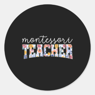 Retro Bloem Montessori Docent Begeleider Onderwijz Ronde Sticker