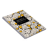Retro Bloem Musterdgeel Zwart Notitieboek (Rechterzijde)