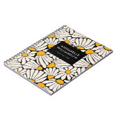 Retro Bloem Musterdgeel Zwart Notitieboek (Linkerzijde)