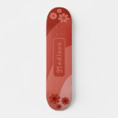 Retro Bloem Naam Oranje Persoonlijk Skateboard (Voorkant)
