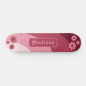 Retro Bloem Naam Persoonlijk Skateboard (Horizontaal)
