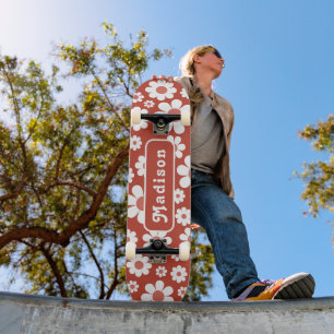Retro Bloem Naam Persoonlijk Skateboard