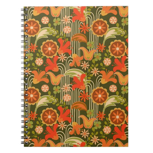 Retro bloem -  notitieboek (Voorkant)