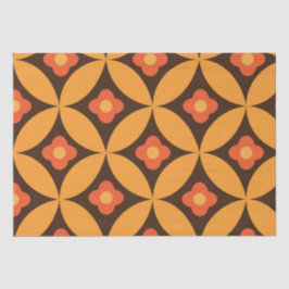 Retro bloem op mid century oranje cirkel blad    tissuepapier