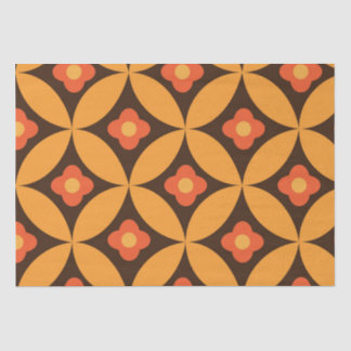 Retro bloem op mid century oranje cirkel blad tissuepapier