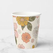 Retro Bloem Papier Cup Papieren Bekers (Voorkant)