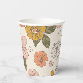 Retro Bloem Papier Cup Papieren Bekers