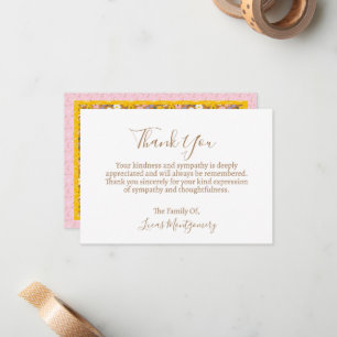 Retro Bloem Patroon Begrafenis Dank u, sympathie Notitiekaartje