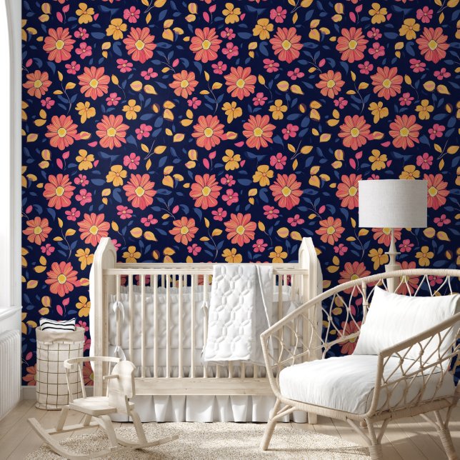 Retro Bloem Patroon Behang (Kinderen)