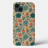 Retro Bloem Patroon iPhone Case (Achterkant)