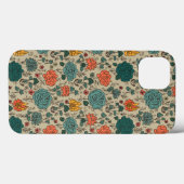 Retro Bloem Patroon iPhone Case (Achterkant (horizontaal))