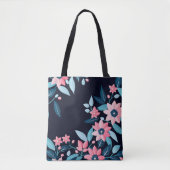 Retro Bloem patroon Tote Bag (Voorkant)