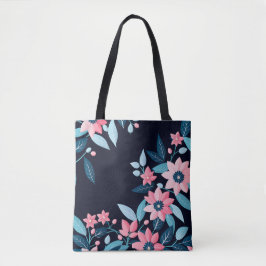 Retro Bloem patroon Tote Bag