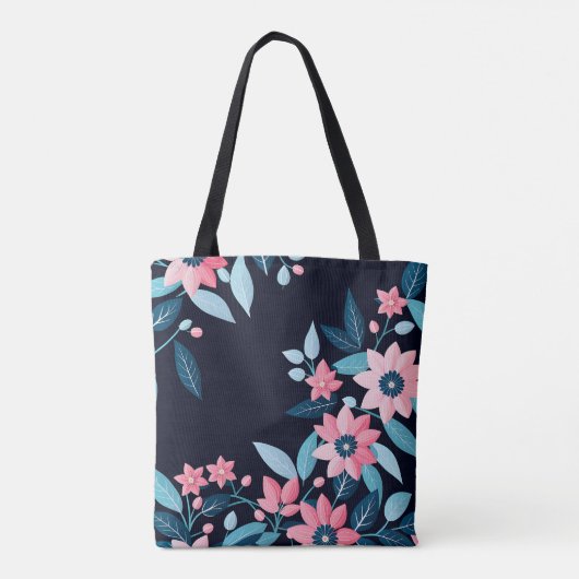 Retro Bloem patroon Tote Bag (Achterkant)